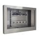 Closed left side view of NEMA 4X stainless-steel food processing TV enclosure