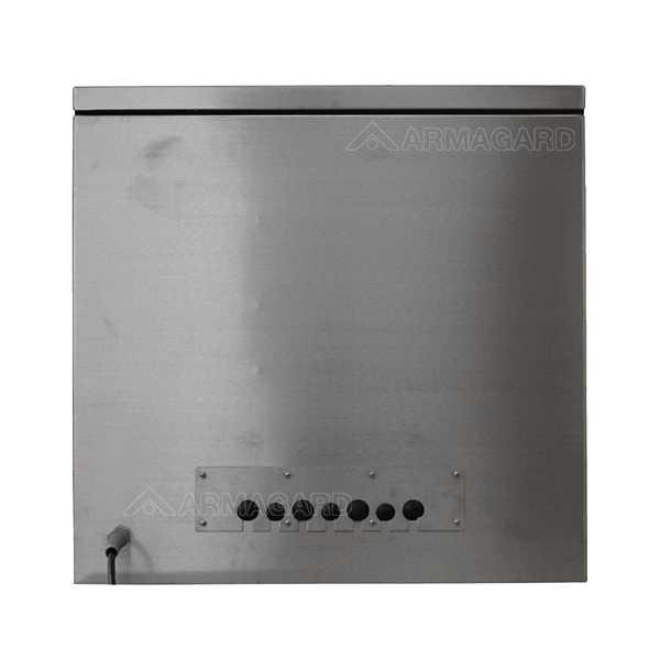 Rear view of the 316 stainless-steel hygienic printer enclosure