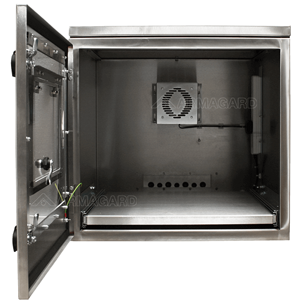 Hygienic printer enclosure open view
